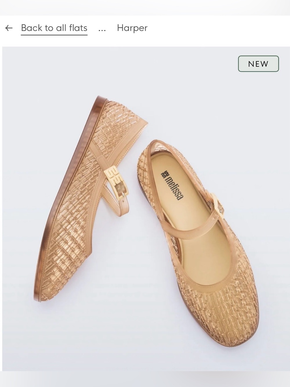MELISSA SZ 8 Harper Beige Clear Jelly Mary Jane Flats Orig$89 Lk New